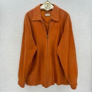 Gianii Ltd Lamb Suede Zip Jacket Men's 2XL Italy Orange Leather Shacket Vintage